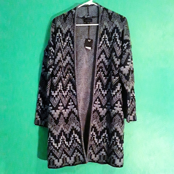 Lucky Brand Aztec Pattern Open Cardigan - Picture 3 of 8